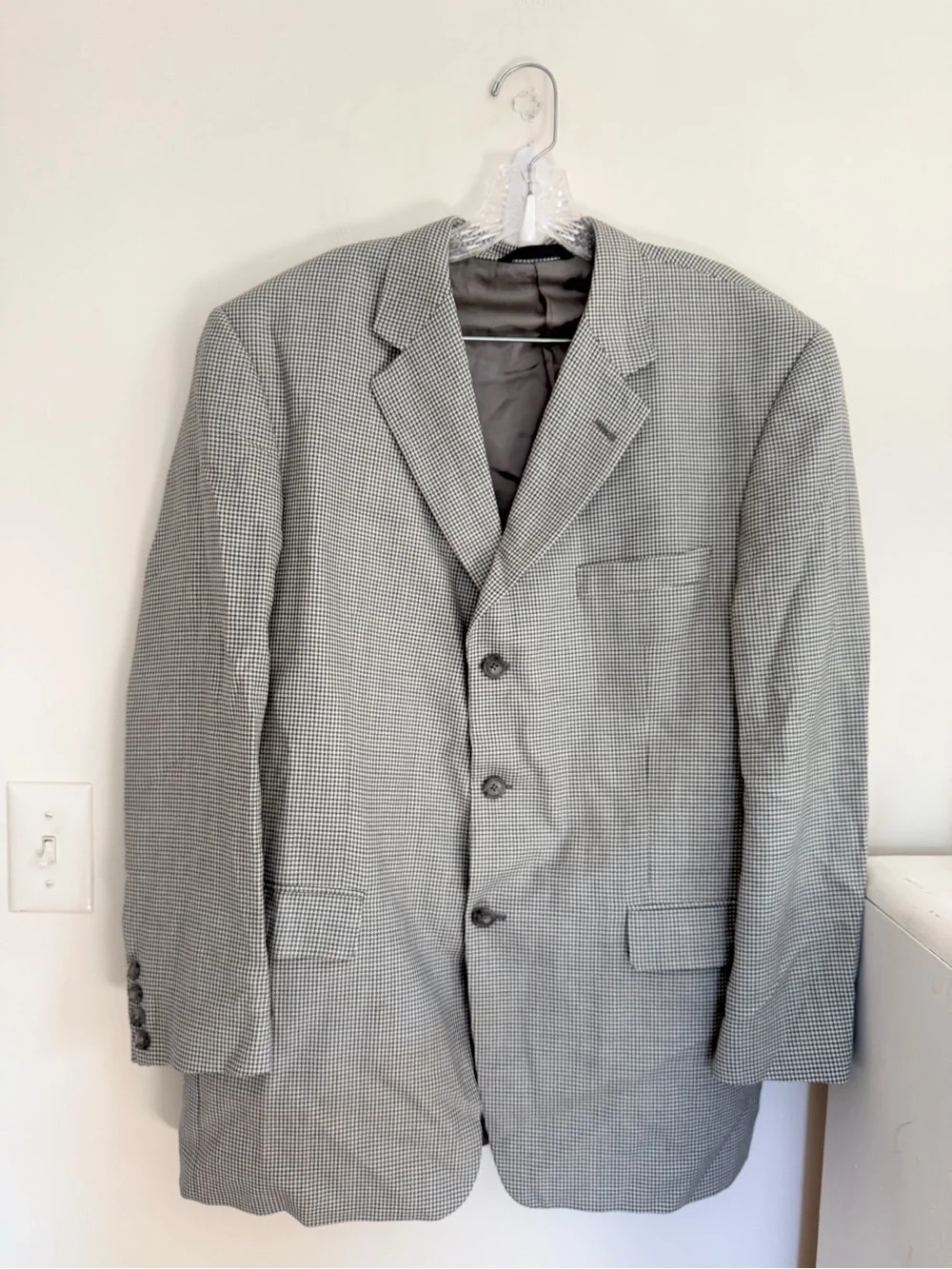 Burberry London Silk Wool Houndstooth Blazer 44R quiet luxury old money vtg